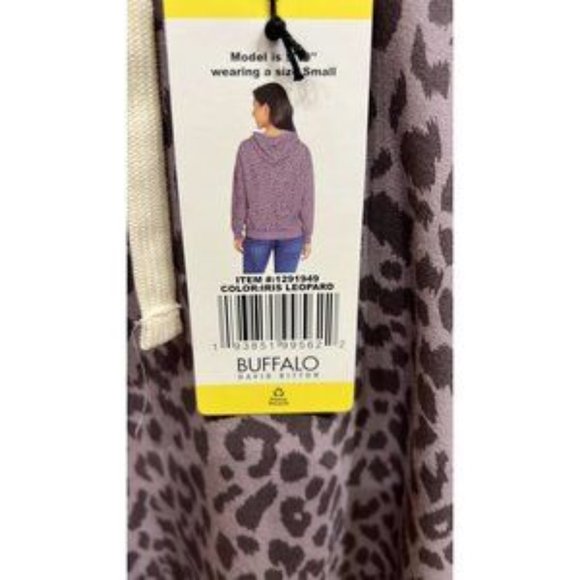 Buffalo Womens Super Soft Hoodie Pullover Sweatshirt -- Purple Leopard Print - Picture 6 of 6